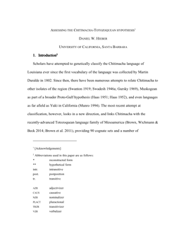 Assessing the Chitimacha-Totozoquean Hypothesis1