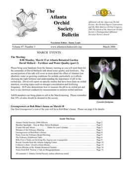 Atlanta Orchid Society Newsletter