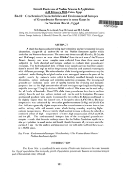 En-10 Geochemical Characteristics and Environmental Isotopes Of