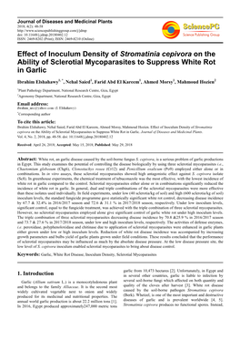 Effect of Inoculum Density of Stromatinia Cepivora on the Ability of Sclerotial Mycoparasites to Suppress White Rot in Garlic