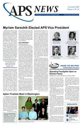 6 8 Myriam Sarachik Elected APS Vice President
