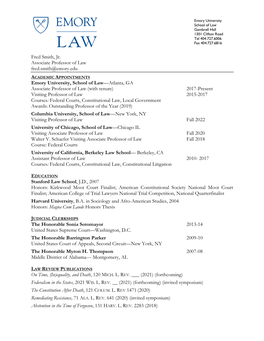 Fred Smith, Jr. Associate Professor of Law Fred.Smith@Emory.Edu Emory