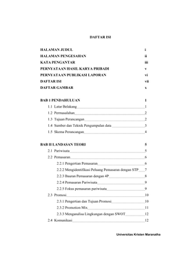 DAFTAR ISI HALAMAN JUDUL I HALAMAN PENGESAHAN Ii KATA