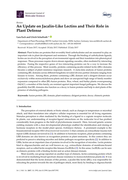 An Update on Jacalin-Like Lectins and Their Role in Plant Defense