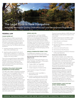 The Legal Basis in New Hampshire: Adopting Stormwater Zoning Ordinances and Land Development Regulations