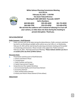 White Salmon Planning Commission Meeting AGENDA February 24, 2021