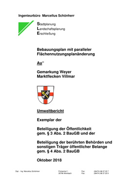 Bebauungsplan Mit Paralleler Flächennutzungsplanänderung Au