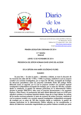 Primera Legislatura Ordinaria De 2014 17.ª Sesión