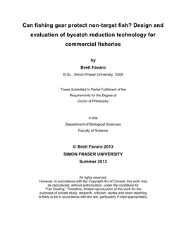 Can Fishing Gear Protect Non-Target Fish? Design and Evaluation of Bycatch Reduction Technology for Commercial Fisheries