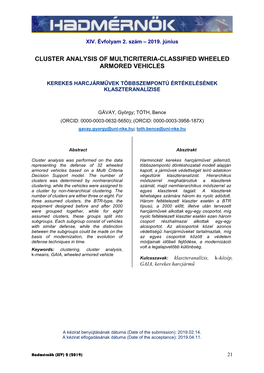 Cluster Analysis of Multicriteria-Classified Wheeled Armored Vehicles