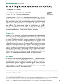 1Q21.1 Duplication Syndrome and Epilepsy Case Report and Review