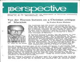 Van Der Hoeven Lectures on a Christian Critique