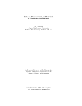 Distances, Diameter, Girth, and Odd Girth in Generalized Johnson Graphs