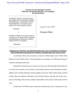 United States District Court for the Southern District of Florida Miami Division