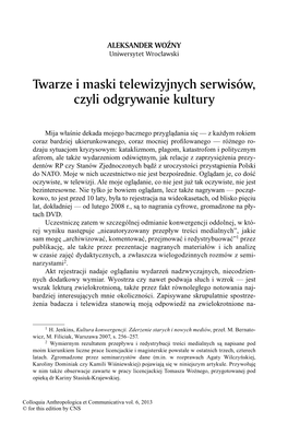 Twarze I Maski Telewizyjnych Serwisów, Czyli Odgrywanie Kultury