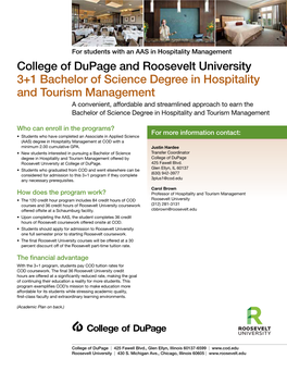 College of Dupage and Roosevelt University 3+1 Bachelor of Science