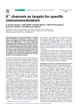 K Channels As Targets for Specific Immunomodulation