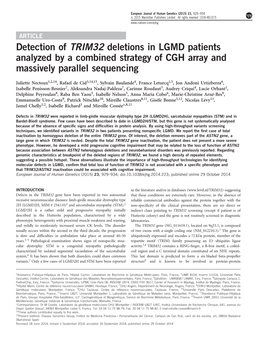 Detection of TRIM32 Deletions in LGMD Patients Analyzed by a Combined Strategy of CGH Array and Massively Parallel Sequencing