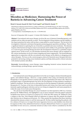 Harnessing the Power of Bacteria in Advancing Cancer Treatment