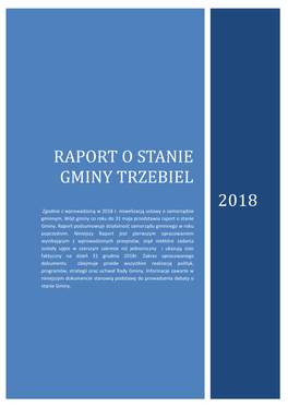 RAPORT O STANIE GMINY TRZEBIEL 2018 Zgodnie Z Wprowadzoną W 2018 R