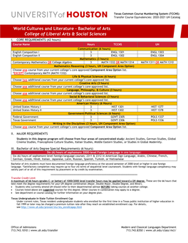 World Cultures and Literature - Bachelor of Arts