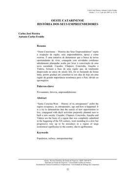 Oeste Catarinense – História Dos Seus Empreendedores” Expõe a Ocupação Da Região, Seus Empreendedores, Época E Como Ocorreu