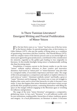 Is There Tunisian Literature? Emergent Writing and Fractal Proliferation of Minor Voices