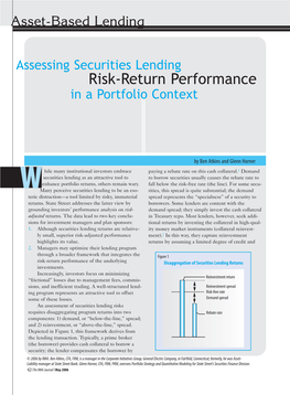 Assessing Securities Lending Risk-Return Performance in a Portfolio Context