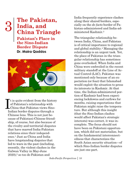 The Pakistan, India, and China Triangle