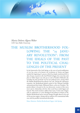 The Muslim Brotherhood Fol- Lowing the “25 Janu- Ary Revolution”