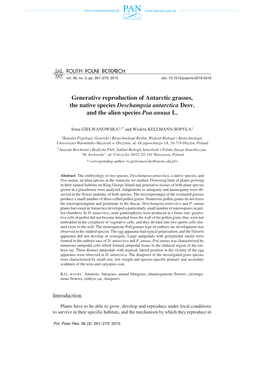 Generative Reproduction of Antarctic Grasses, the Native Species Deschampsia Antarctica Desv