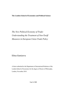 The New Political Economy of Trade: Understanding the Treatment of Non-Tariff Measures in European Union Trade Policy
