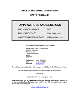 Applications and Decisions 22 October 2014