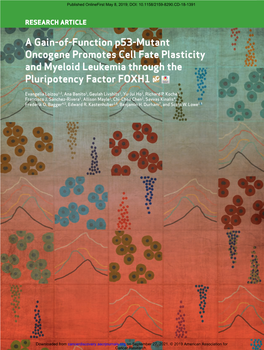 A Gain-Of-Function P53-Mutant Oncogene Promotes Cell Fate Plasticity and Myeloid Leukemia Through the Pluripotency Factor FOXH1