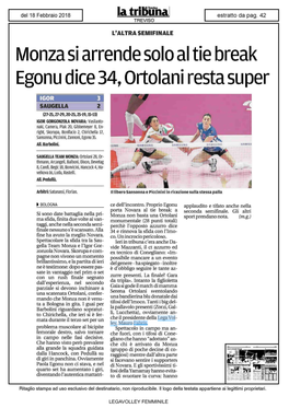 Monza Si Arrende Solo Al Tie Break Egonu Dice 34, Ortolani Resta Super