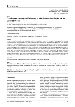 Creating Community and Belonging in a Designated Housing Estate for Disabled People