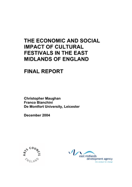 The Economic and Social Impact of Cultural Festivals in the East Midlands of England