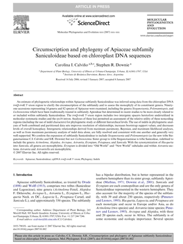 Circumscription and Phylogeny of Apiaceae Subfamily Saniculoideae Based on Chloroplast DNA Sequences