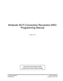 Nintendo Wi-Fi Connection Revolution DWC Programming Manual