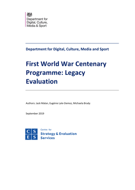 First World War Centenary Programme: Legacy Evaluation