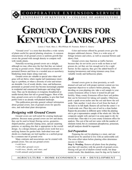 GROUND COVERS for KENTUCKY LANDSCAPES Lenore J