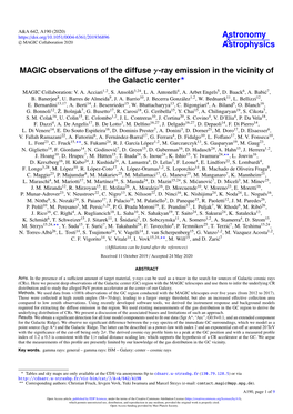 MAGIC Observations of the Diffuse Γ-Ray Emission in the Vicinity of the Galactic Center? MAGIC Collaboration: V