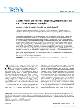 Sports-Related Concussions: Diagnosis, Complications, and Current Management Strategies