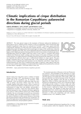 Climatic Implications of Cirque Distribution in the Romanian Carpathians: Palaeowind Directions During Glacial Periods