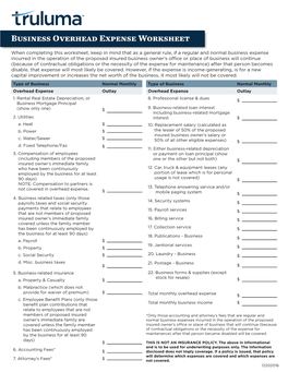 Business Overhead Expense Worksheet