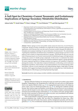 A Soft Spot for Chemistry–Current Taxonomic and Evolutionary Implications of Sponge Secondary Metabolite Distribution