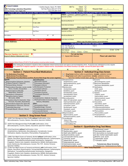 Quantitative Drug Test Menu Section 2