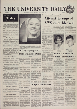 THE UNIVERSITY DAILY � VOLUME 43 Texas Technological College, Lubbock, Texas, Thursday, Match 7, 1968 � NUMBER 98