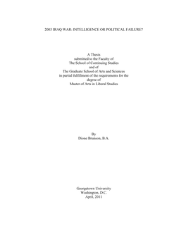 2003 Iraq War: Intelligence Or Political Failure?