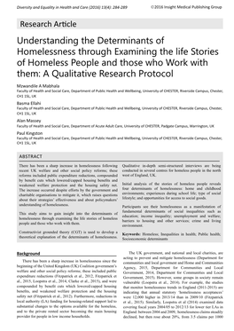 Understanding the Determinants of Homelessness Through Examining